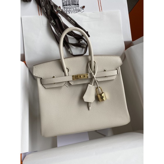 Birkin 25cm Epsom Leather Milkshake White Gold Buckle