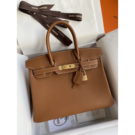 Birkin 25/30/35cm imported Togo leather gold brown gold buckle