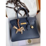 Birkin 25/30/35cm imported Togo leather dark blue gold buckle