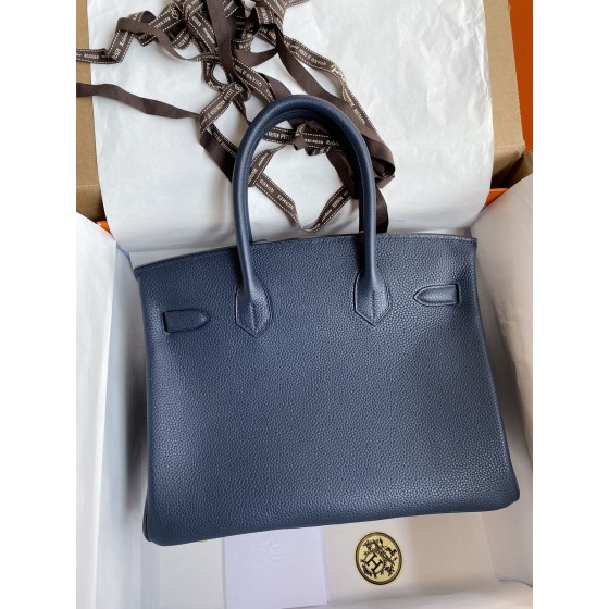 Birkin 25/30/35cm imported Togo leather dark blue gold buckle