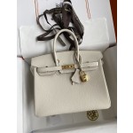 Birkin 25/30/35cm imported Togo leather milkshake white gold buckle