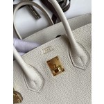 Birkin 25/30/35cm imported Togo leather milkshake white gold buckle