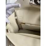 Birkin 25/30/35cm imported Togo leather milkshake white gold buckle