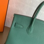 Birkin 30cm peacock green gold buckle imported Togo leather beeswax thread stitching