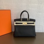 Birkin 30cm black gold buckle imported Togo leather beeswax thread stitching