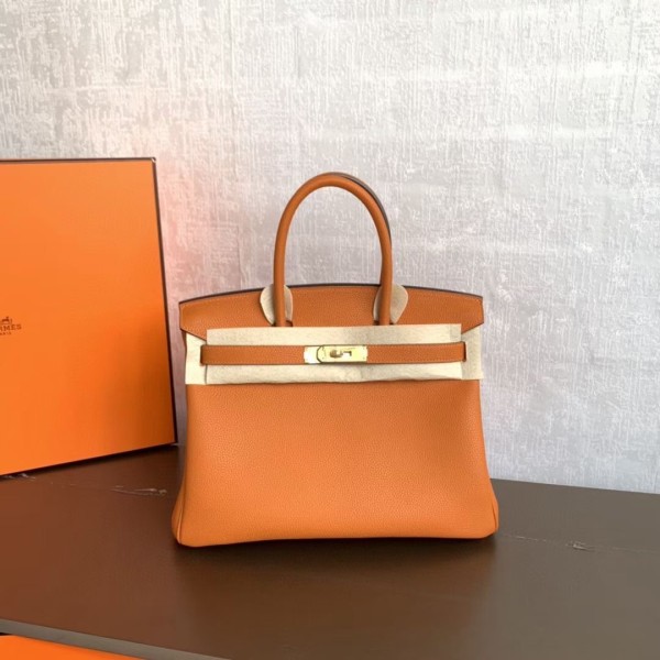 Birkin 30cm orange gold buckle Imported Togo leather Beeswax thread stitching