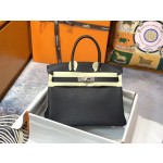 Birkin 30cm Black Silver buckle Imported Togo leather Beeswax thread stitching