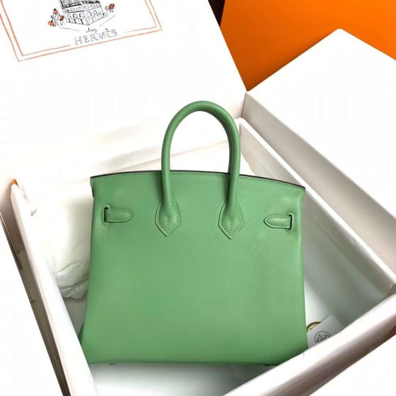 Birkin 25cm 3I Vert Criquet  Avocado green 🥑 Gold buckle with silver clasp  Original swift calfskin Beeswax thread handmade