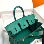 Birkin 25cm u4 velvet green gold buckle silver buckle  Original swift calfskin top craftsmanship beeswax thread handmade