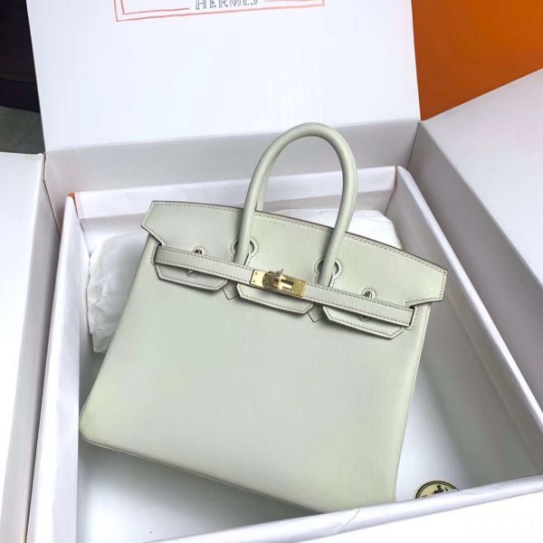 Birkin 25cm ck10 milkshake white gold buckle silver buckle original swift calfskin top craftsmanship beeswax thread handmade