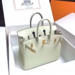 Birkin 25cm ck10 milkshake white gold buckle silver buckle original swift calfskin top craftsmanship beeswax thread handmade