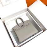Birkin 25cm c80 pearl grey gold buckle silver buckle original swift calfskin top craftsmanship beeswax thread handmade