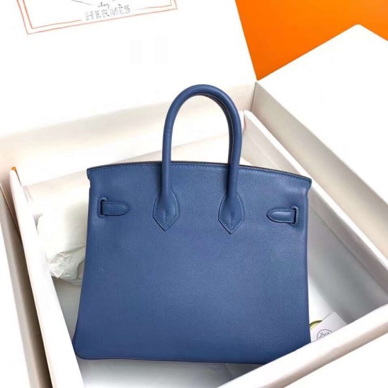 Birkin 25cm R2 onyx blue gold buckle silver buckle original swift calfskin top craftsmanship beeswax thread handmade