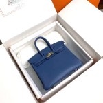 Birkin 25cm R2 onyx blue gold buckle silver buckle original swift calfskin top craftsmanship beeswax thread handmade