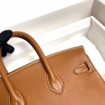 Birkin 25cm ck37 gold brown gold buckle silver buckle  Original swift calfskin top craftsmanship beeswax thread handmade