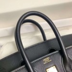 Birkin 25cm black gold buckle silver buckle  Original swift calfskin top craftsmanship beeswax thread handmade