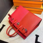 Birkin25 outside sewing new triple color Epsom leather extreme pink i6 + heart red S3 + Frida blue b3 hand sewn
