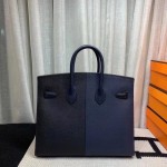 Birkin25 outer seam new triple color Epsom leather black ➕ midnight blue ➕ Frida blue