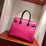 Birkin 30Cm Epsom E5 Rose Tyrien Rose spell 89 Noir black gold buckle top craftsmanship hand stitching waxed thread