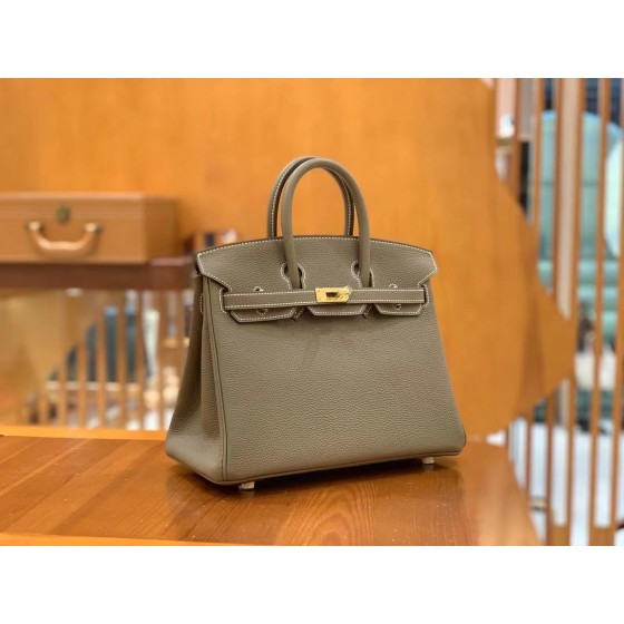 Birkin Elephant Grey Gold Buckle togo leather French original beeswax thread