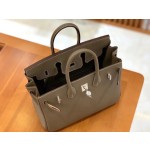 Birkin Elephant Grey Silver Buckle togo leather French original beeswax thread