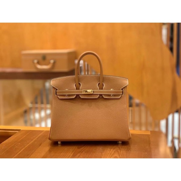 Birkin gold brown gold buckle togo France original beeswax thread