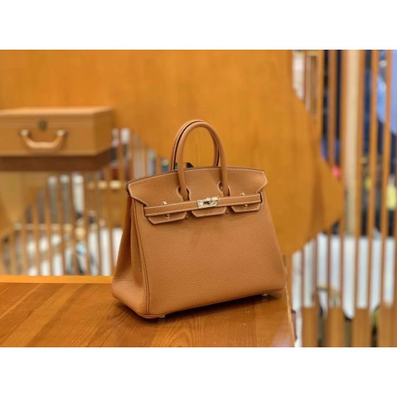 Birkin gold brown and silver buckle togo French original beeswax thread