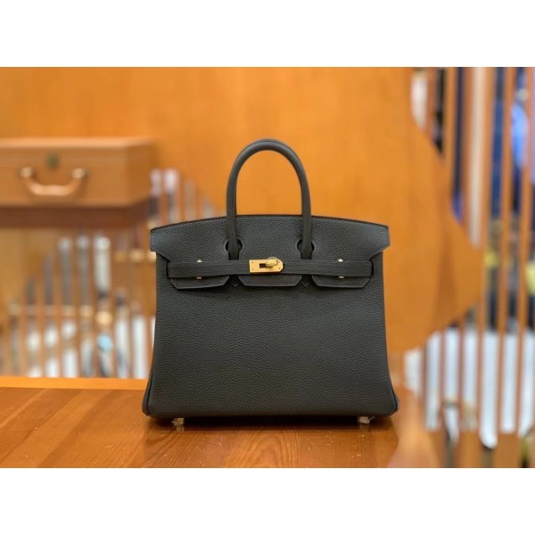 Birkin Black Gold Buckle togo French original beeswax thread