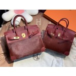 birkin30/25 burgundy imported fetal cow hair spelling swift all handmade gold buckle