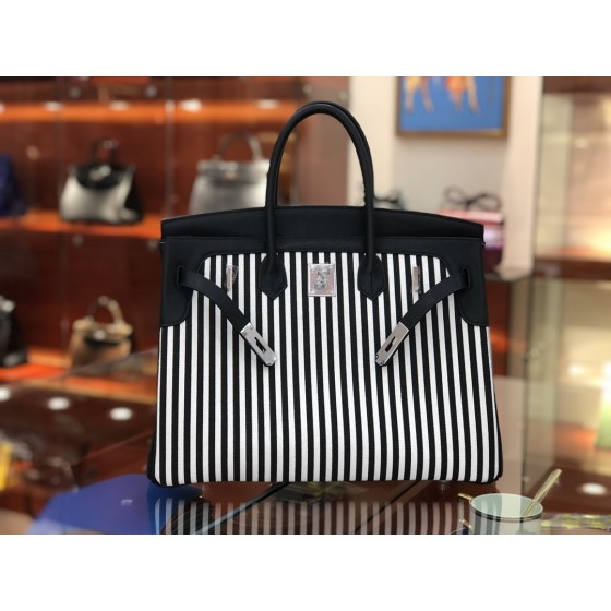 Birkin Riga 30cm swift leather spell imported canvas top handmade! Counter quality!