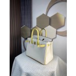 Birkin25 cream white spell chick yellow swift leather warm and soft color blocking system In stock: gold buckle silver buckle