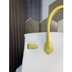 Birkin25 cream white spell chick yellow swift leather warm and soft color blocking system In stock: gold buckle silver buckle