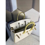 Birkin25 cream white spell chick yellow swift leather warm and soft color blocking system In stock: gold buckle silver buckle