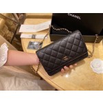 CHANEL 𝑾𝒐𝒄 Fat Choi bag (pressed version) leather black ox gold