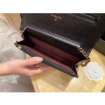 CHANEL 𝑾𝒐𝒄 Fat Choi bag (pressed version) leather black ox gold