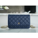 CHANEL𝑾𝒐𝒄 Lucky Bag Entry Classic 𝑾𝒐𝒄 (Magnetic Buckle) Dark Blue Calfskin