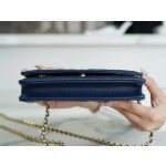 CHANEL𝑾𝒐𝒄 Lucky Bag Entry Classic 𝑾𝒐𝒄 (Magnetic Buckle) Dark Blue Calfskin