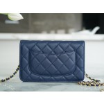CHANEL𝑾𝒐𝒄 Lucky Bag Entry Classic 𝑾𝒐𝒄 (Magnetic Buckle) Dark Blue Calfskin