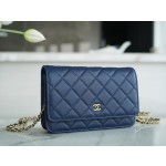 CHANEL𝑾𝒐𝒄 Lucky Bag Entry Classic 𝑾𝒐𝒄 (Magnetic Buckle) Dark Blue Calfskin
