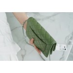 CHANEL 𝑾𝒐𝒄 Hairy Bag Entry Classic 𝑾𝒐𝒄𝒄𝑾𝒐𝒄 (Magnetic Closure) (Lambskin) Matcha Green