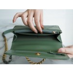 Chanel 19 bag 𝑾𝒐𝒄22C gold buckle matcha green
