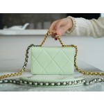 CHANEL 19Bag 𝑾𝒐𝒄 22C gold buckle light green