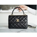 Chanel Trendy cc mouth flap bag lambskin black gold