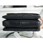 Chanel Trendy cc mouth flap bag lambskin black gold