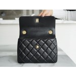 Chanel Trendy cc mouth flap bag lambskin black gold
