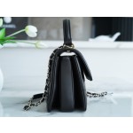 Chanel Trendy cc mouth flap bag lambskin black gold Genuine Leather