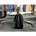Chanel Trendy cc mouth flap bag V grid black gold genuine leather