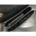 Chanel Trendy cc mouth flap bag V grid black gold genuine leather