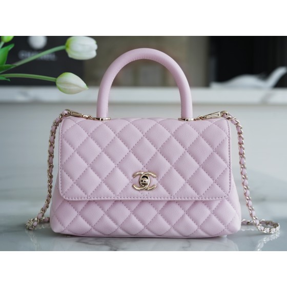 CHANEL 𝑪𝒐𝑪𝒐 𝒉𝒂𝒏𝒅𝒍𝒆 New Cowhide Handle Small Cherry Blossom Pink
