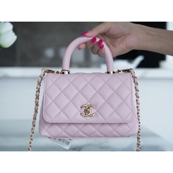 CHANEL 𝑪𝒐𝑪𝒐 𝒉𝒂𝒏𝒅𝒍𝒆 New Cowhide Handle 𝗠𝗶𝗡𝗶𝗡𝗶 Cherry Blossom Pink